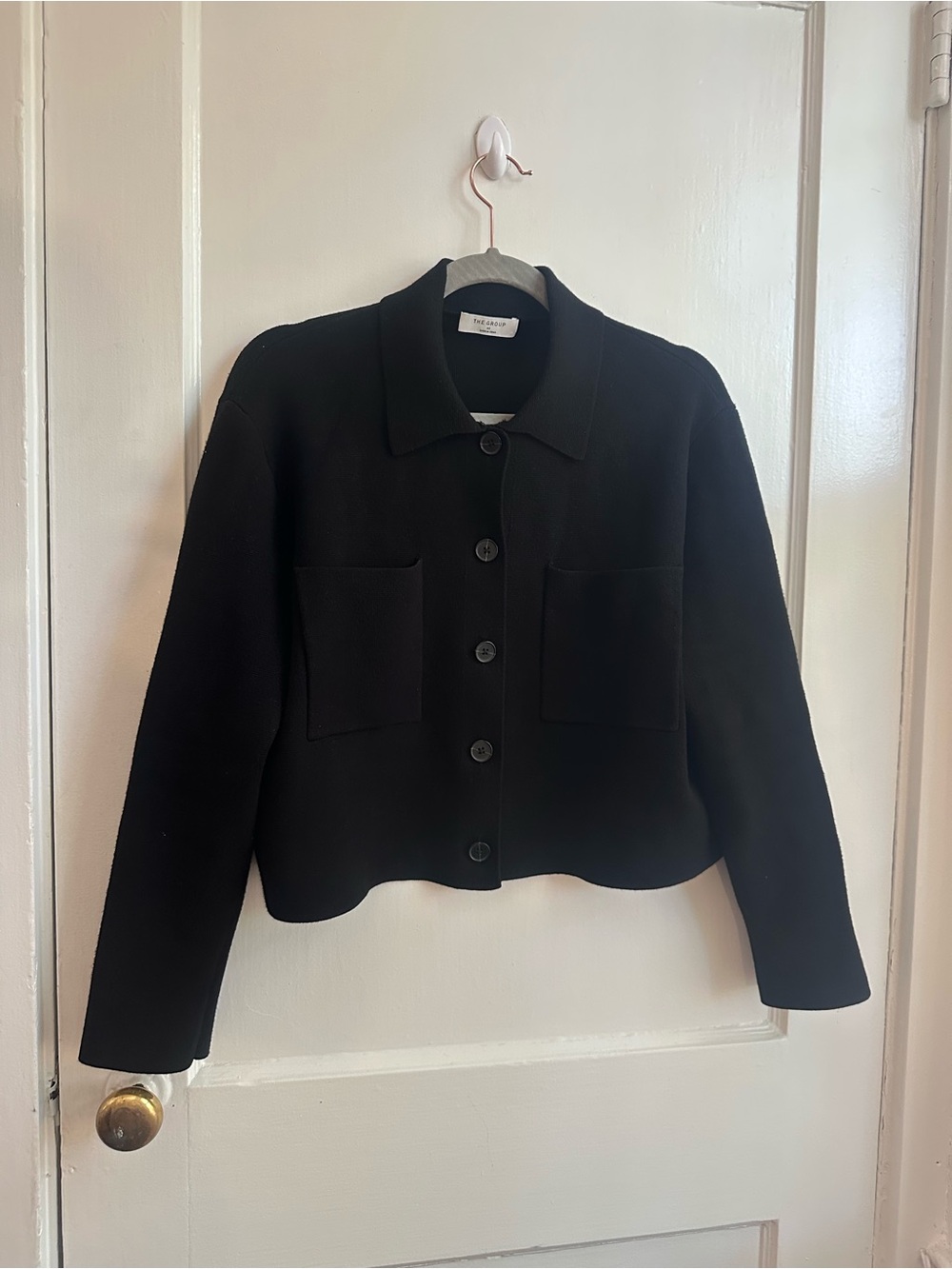 Aritzia Black Button-Front Collared Knit Sweater